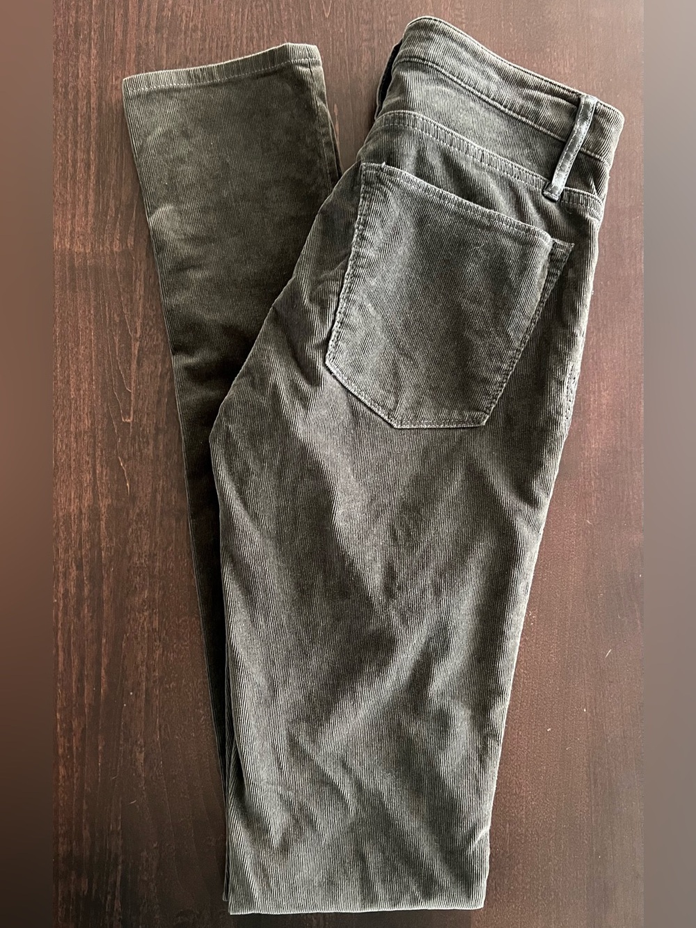 Helmut Lang ★ Women’s Soft Ribbed Corduroy Slim Pants in Charcoal Grey